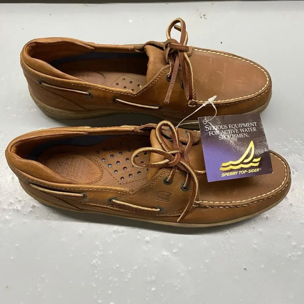 Sperry Top-Sider Authentic Original 2-Eye Boat Shoes Brown Leather Men’s 9.5 NWT